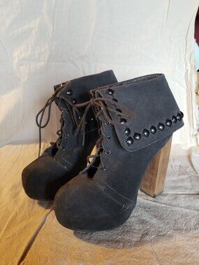 NAUGHTY MONKEY Grey Suede Lace-up Heels